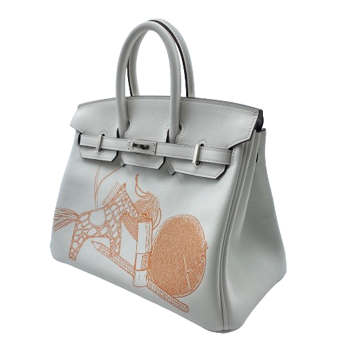 Hermes Birkin 25 In and Out Blanco Voor Swift Bron/Palladium Metal Fittings B Engraved
