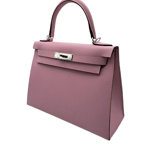 Pre-Owned Hermes Kelly 28 Mauve Silvestle Vaud Epson Silver Metal Fittings B Engraved