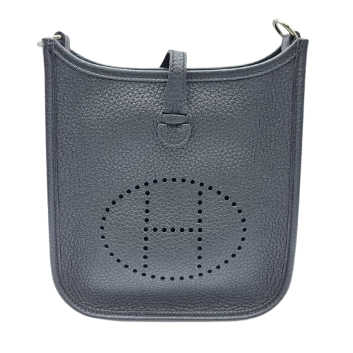 Pre-Owned Hermes Mini Evelyn TPM Torillon Clemence Noir Silver Fittings U Engraved