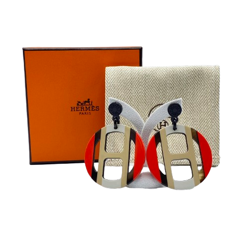 愛馬仕(Hermes)H-Equip耳環Buffalo Horn漆