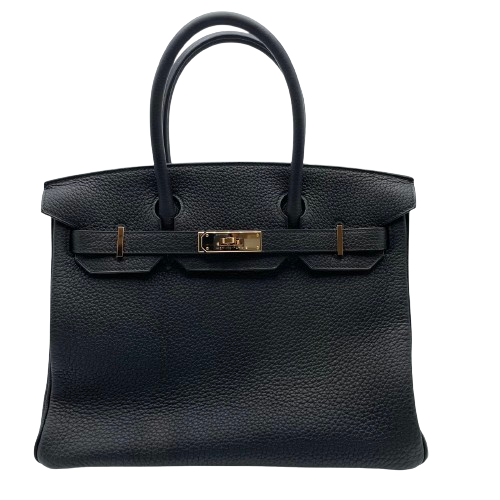 Pre-Owned Hermes Birkin 30 Noir Togo Rose Gold Hardware B Engraved