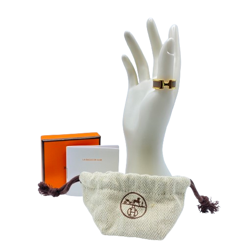 Hermes Oran 戒指 Madame 小牛皮 金属 象牙白
