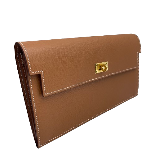 Hermes Kelly Pocket Long Gold Vaumadam Gold Hardware W Engraved