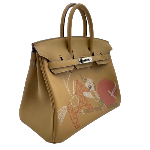 Hermes Birkin 25 Biscuy Voor Swift Silver Fittings Z 새겨 져