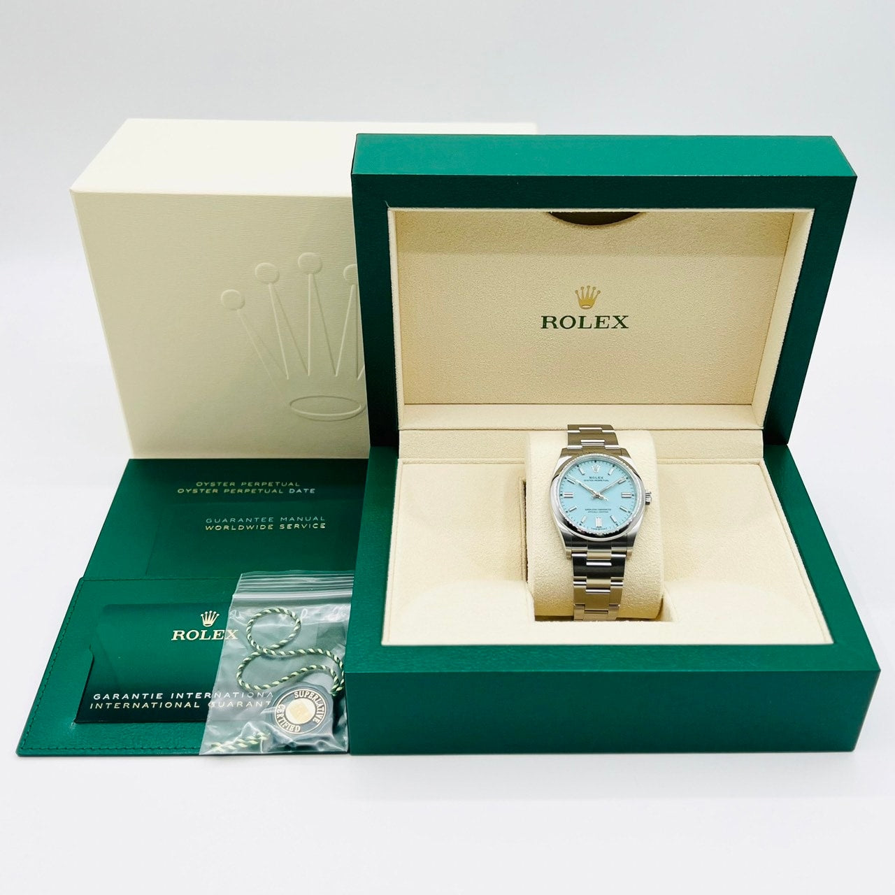 사전 소유 롤렉스 굴 영구 126000 굴 팔찌 청록색 청록색 36mm