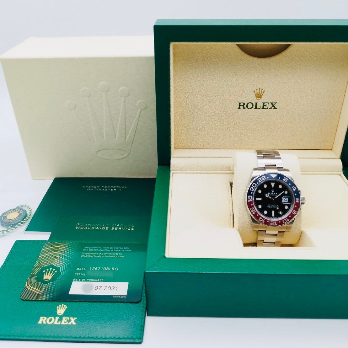 롤렉스 GMT 마스터 II 126710Blro 굴 팔찌 검은 펩시 40mm