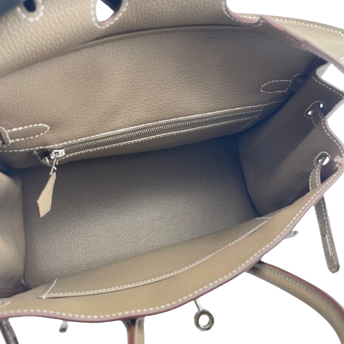 プレオウンド エルメス バーキン 25 エトゥープ トゴ シルバー金具 W刻印