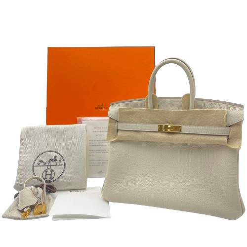 Hermes Birkin 25 Pershman Togo Gold 하드웨어 W는 새겨 져 있습니다