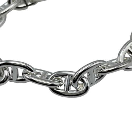 Pre-Owned Hermes Chaine Dunkle Bracelet MM Silver 925 15-panel