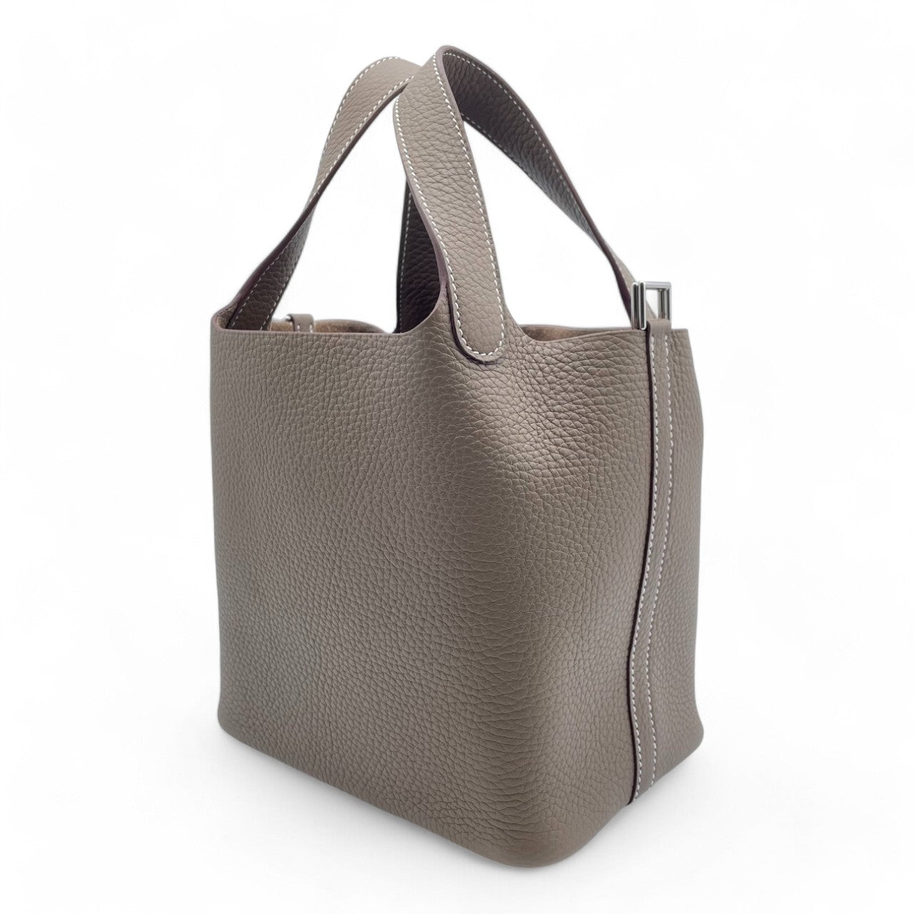 Hermes Picotin Lock PM Etoupe Torillon Clemence Silver Metal Fittings B 조각.