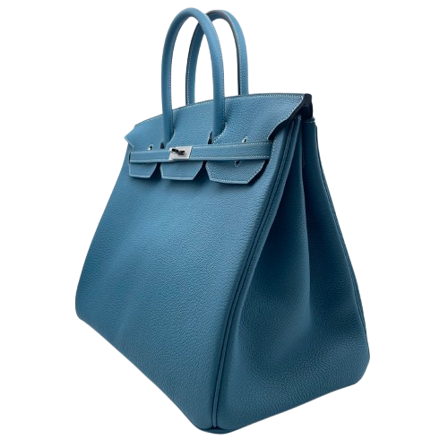 愛馬仕Birkin 40新的藍色基因多哥銀金屬配件W刻