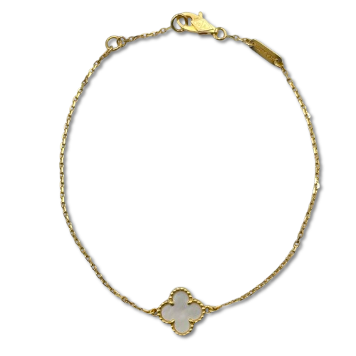 Pre-Owned Van Cleef & Arpels Sweet Alhambra Bracelet VCARF68800 Mother of Pearl Yellow Gold