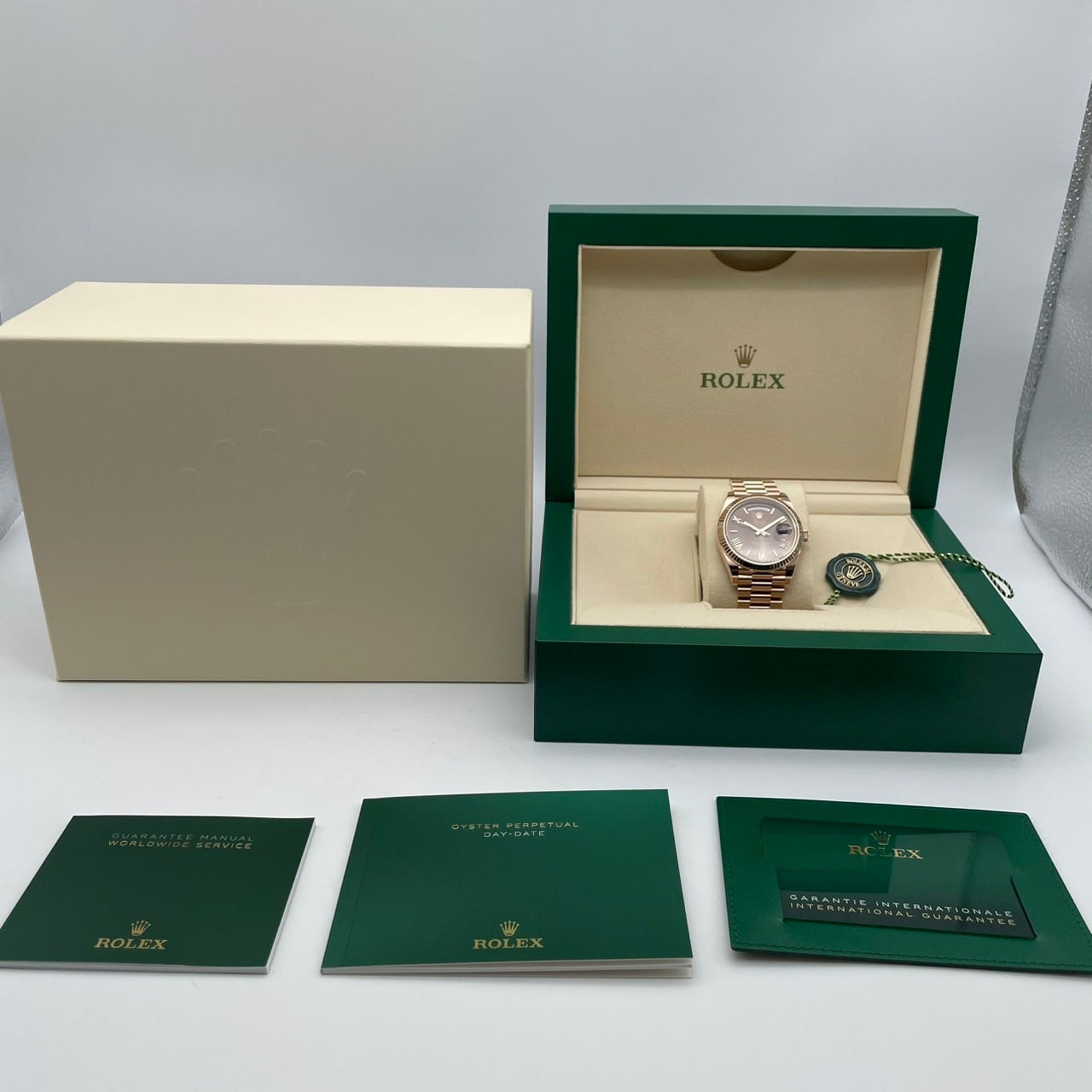 Pre-Owned Rolex Day Date 228235 Chocolate Everrose Gold 40mm