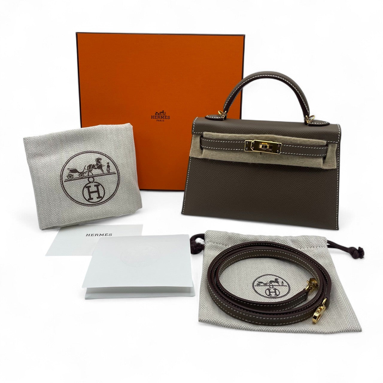 Pre-Owned Hermes Mini Kelly Etoop Epson Gold Hardware W Engraved