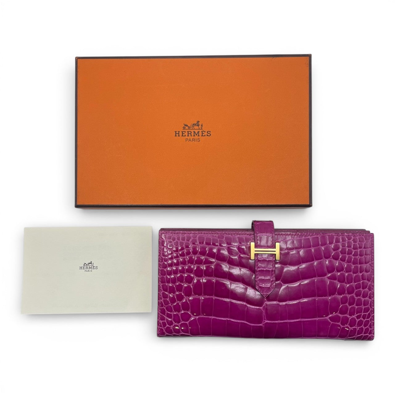 중고 에르메스 베어 수플레 로즈 세헤라자드 앨리게이터 골드 하드웨어 □P 스탬프