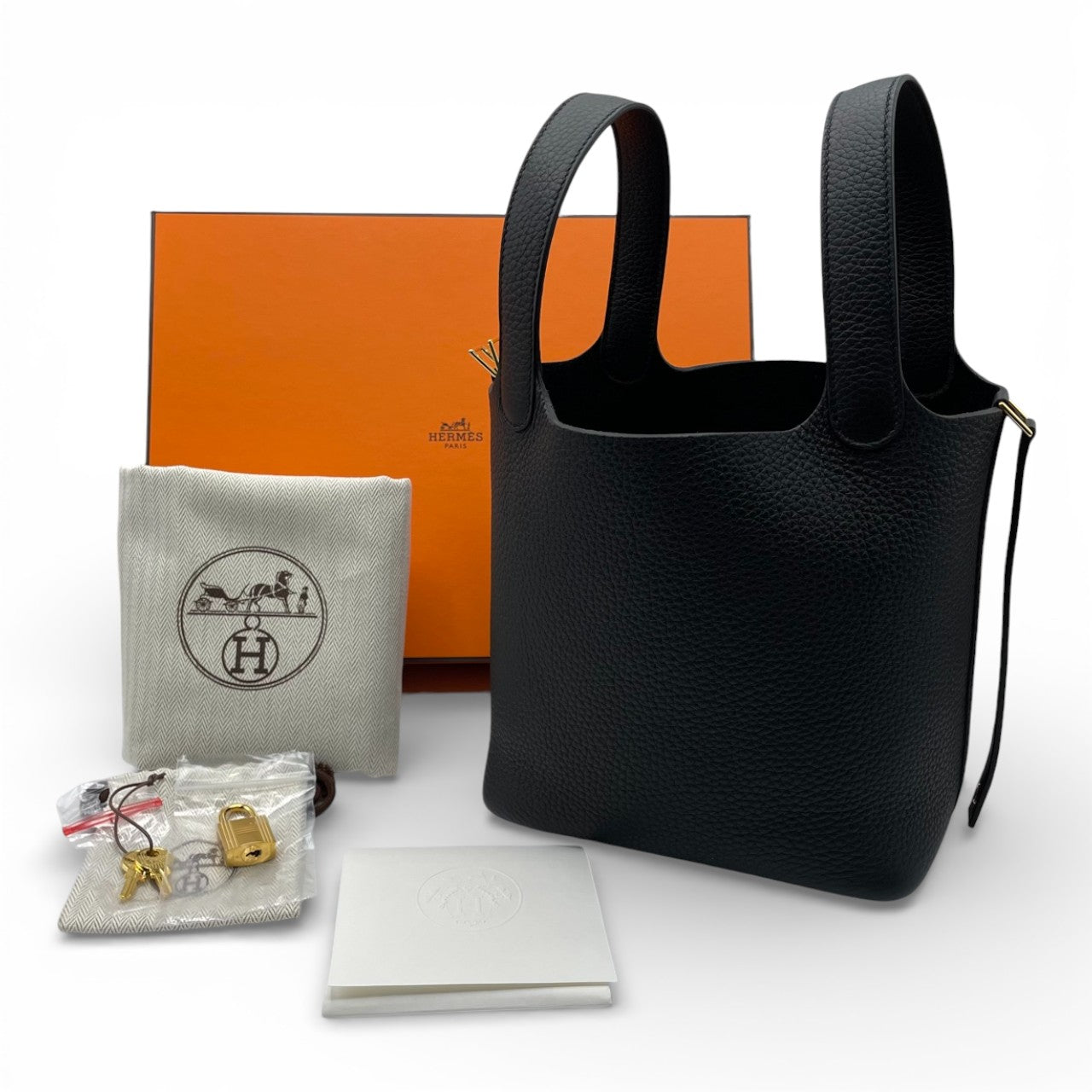 プレオウンドエルメス ピコタンロック PM ノワール トリヨンクレマンス ゴールド金具 K刻印