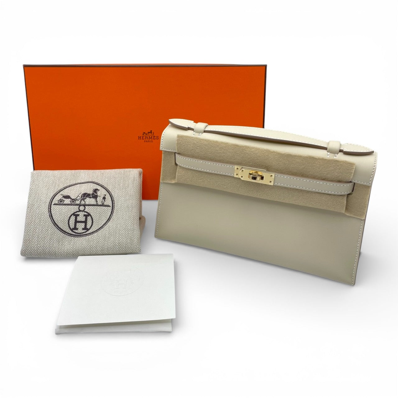 プレオウンドエルメス ポシェットケリー 22 クレ スイフト シャンパンゴールド金具 K刻印