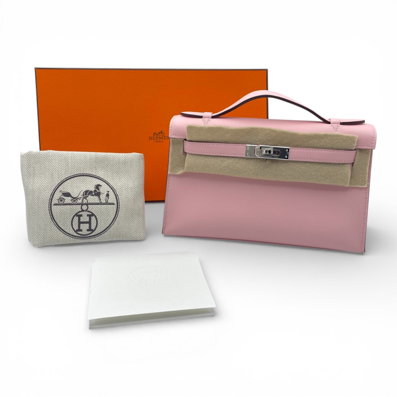 プレオウンドエルメス ポシェットケリー 22 ローズサクラ スイフト シルバー金具 K刻印