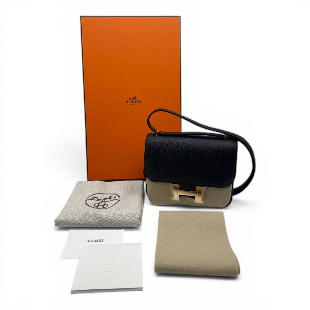 プレオウンドエルメス コンスタンスミニ 18 ノワール エプソン ピンクゴールド金具 K刻印