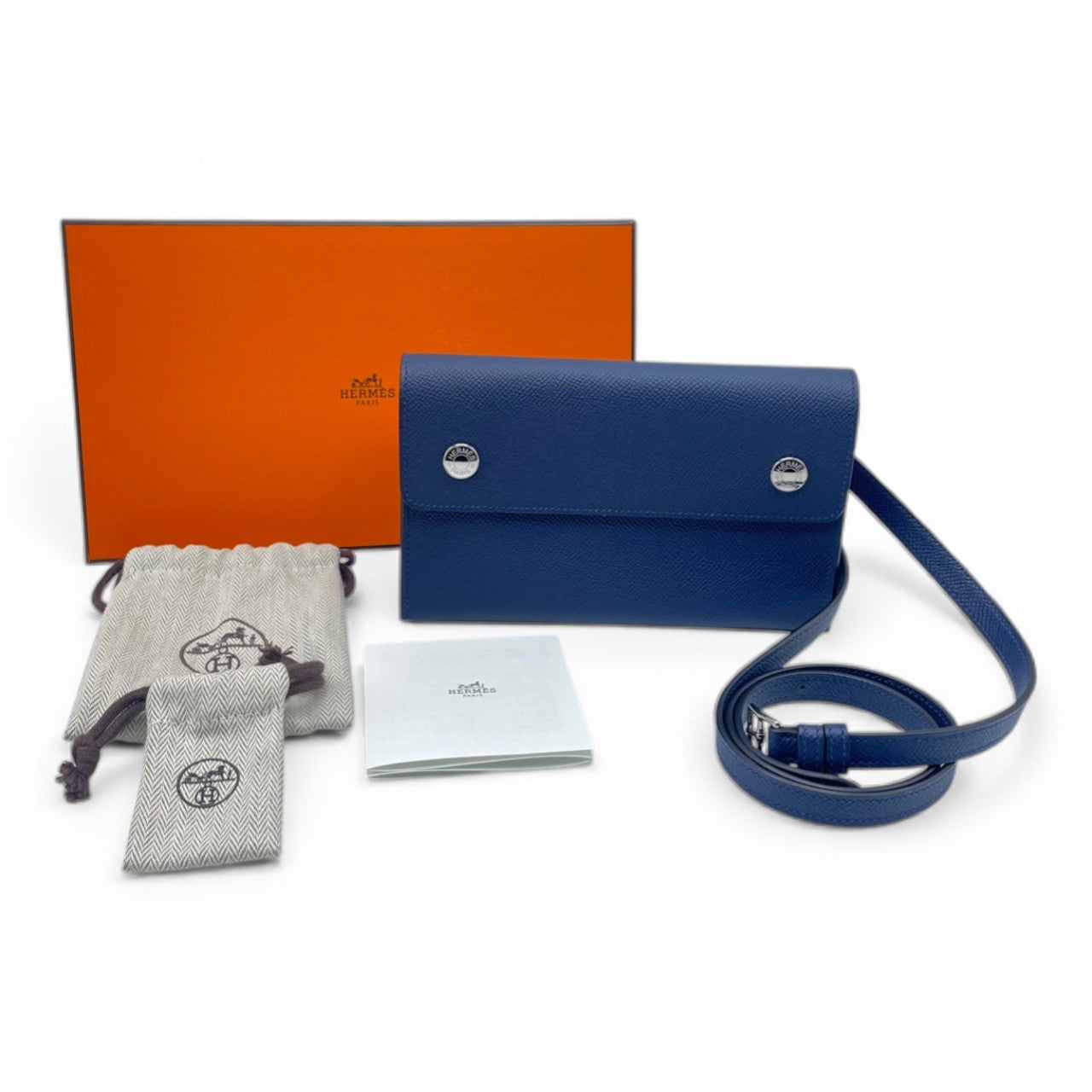 プレオウンドエルメス ナップトゥーゴー 18 ブルーネイビー エプソン シルバー金具 W刻印