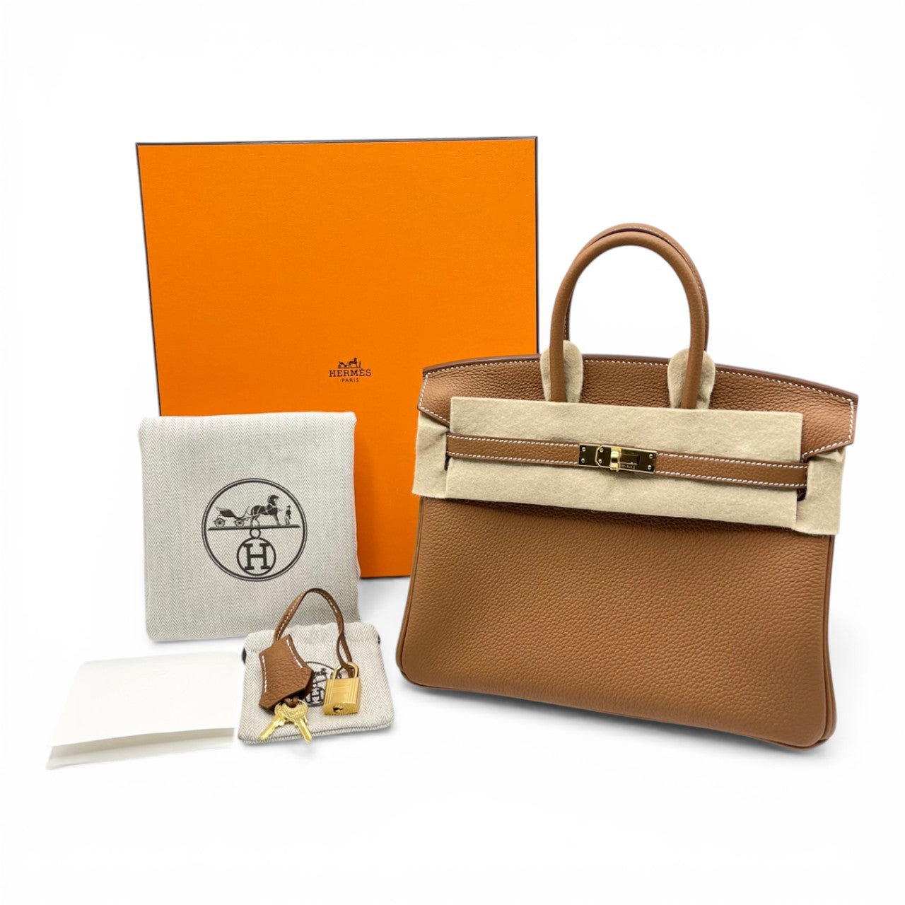 プレオウンドエルメス バーキン 25 ゴールド トゴ ゴールド金具 K刻印