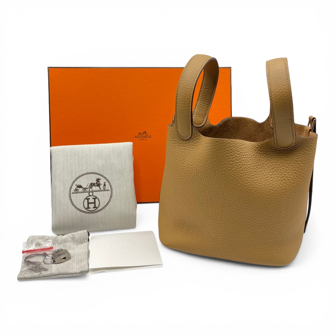 プレオウンドエルメス ピコタンロック PM ビスキュイ トリヨンクレマンス シルバー金具 K刻印