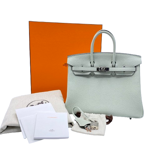 Hermes Birkin 25 Grineve Togo Silver Fittings B 새겨 져 있습니다