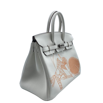 Hermes Birkin 25 In and Out Blanco Voor Swift Bron/Palladium Metal Fittings B Engraved
