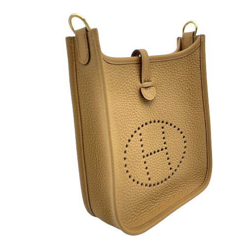 Hermes Evelyn Mini TPM Chai Torillon Clemence Gold Hardware B Engraved