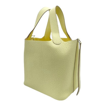 [現金特價]愛馬仕皮克丁鎖PM Jaune Milton Torillon Clemence Silver Fittings W刻有