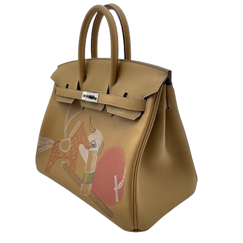 Hermes Birkin 25 Biscuy Voor Swift Silver Fittings Z 새겨 져