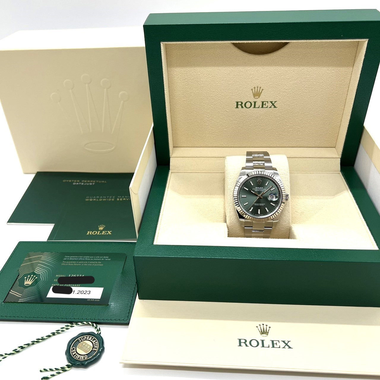 プレオウンド ロレックス デイトジャスト 126334 ミントグリーン オイスターブレス 41mm