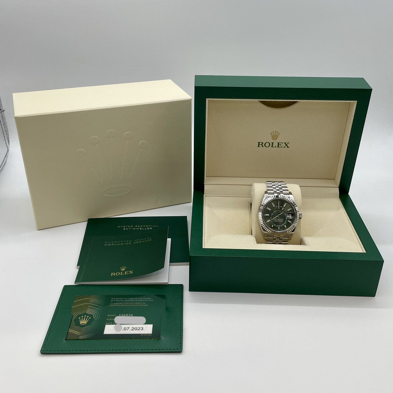 사전 소유 [New 2023] 롤렉스 스카이 거주자 336934 민트 그린 쥬빌리 브레이슬릿 42mm
