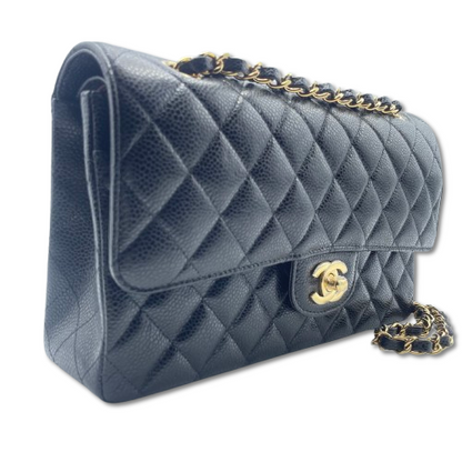 Pre-Owned Chanel Matelasse W25 Black Caviar Skin Gold Hardware