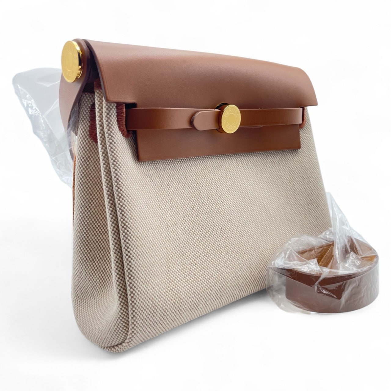 중고 에르메스 에일 백 지퍼 미니 20 에크루/포브 투알 애쉬/바쉬 헌터 골드 하드웨어 K 스탬프 중고