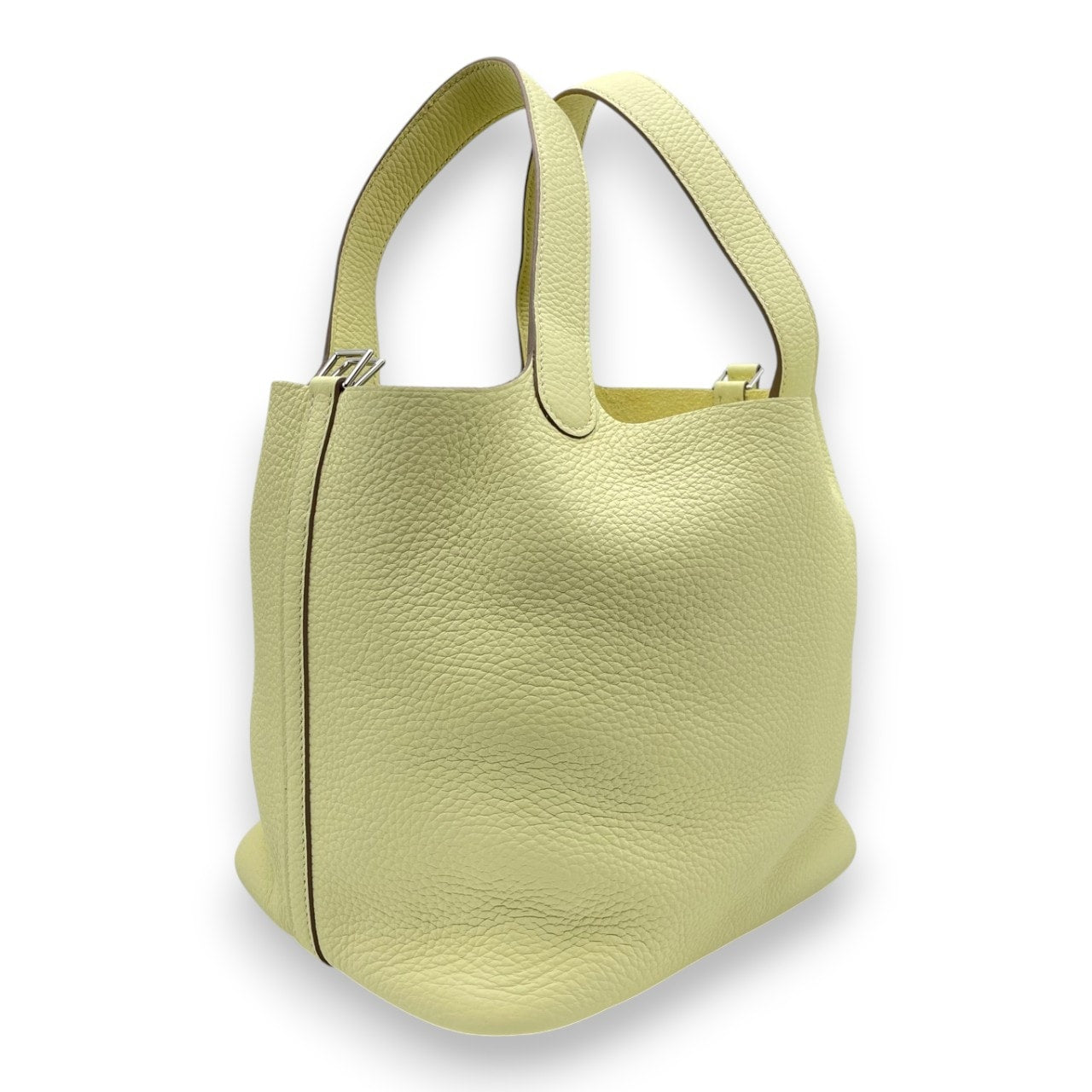 Pre-owned Hermes Picotan Lock MM Jaune Milton Taurillon Clemence Silver hardware K stamp