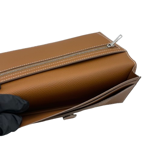 [Cash Special Price] Hermes Bean Souffle Cre x Gold Silver Fittings U Engraved