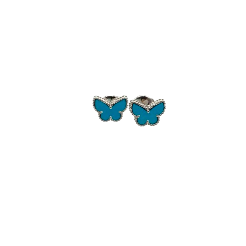 Pre-Owned Van Cleef & Arpels Sweet Alhambra Papillon Earrings VCARN5JN00 White Gold Turquoise