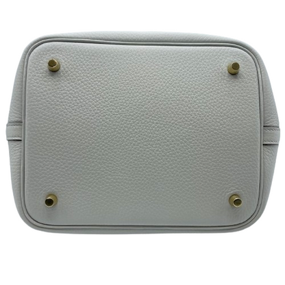 愛馬仕picotin鎖毫米藍色蒼白Torillon Clemence Gold Hardware w刻有
