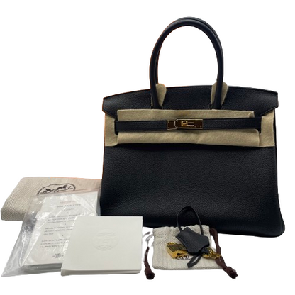 Pre-Owned Hermes Birkin 30 Noir Togo Gold Hardware X Engraved