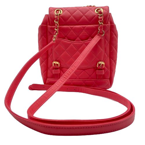 プレオウンド CHANEL シャネル バックパック W18 ピンク ラムスキン ゴールド金具