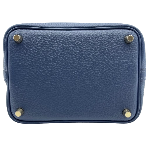 Hermes Picotin Lock PM Bleu Dupoles Torillon Clemence Gold Hardware B 조각.