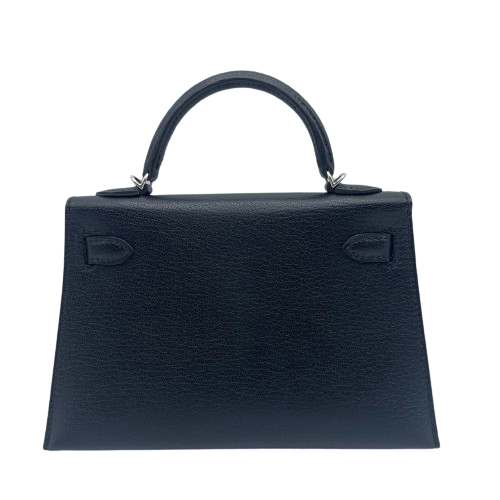 [Cash Price] Hermes Mini Kelly 2 Noir Chevre Silver Metal Fittings U Engraved