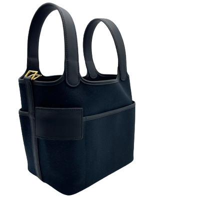 プレオウンド エルメス ピコタンロックカーゴ PM ノワール トワルゴエラン/スイフト ゴールド金具 B刻印