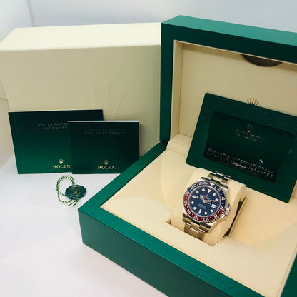 사전 소유 롤렉스 GMT 마스터 II 126719Blro 굴 팔찌 블루 화이트 골드