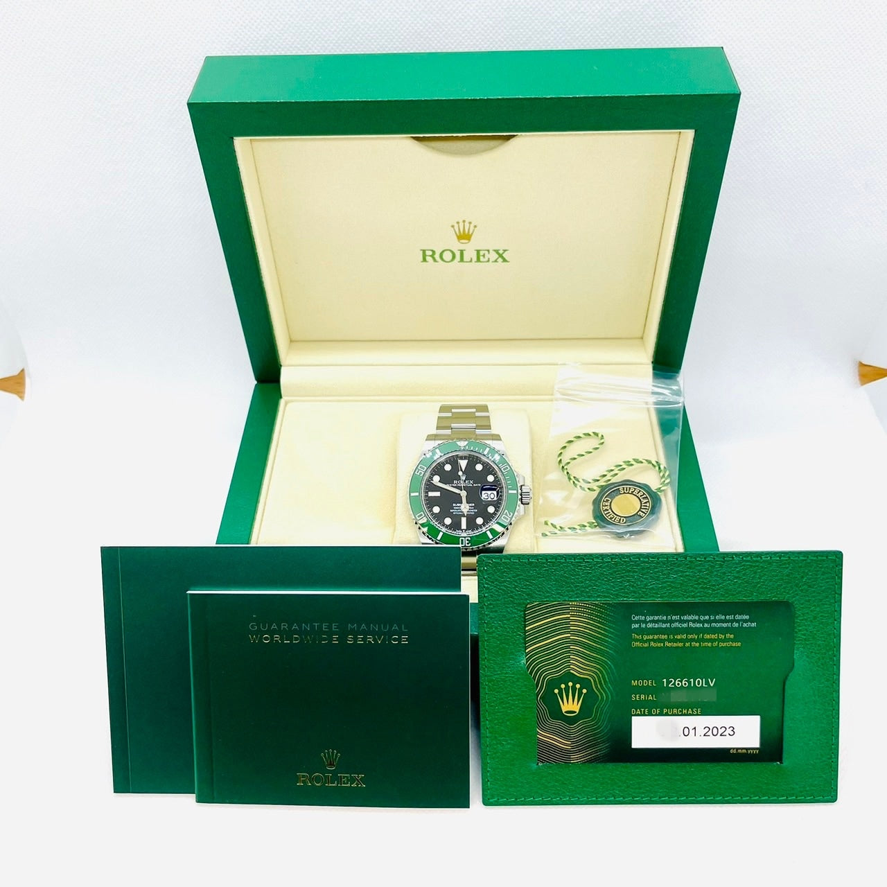 Pre-Owned Rolex Submariner Date 126610LV Oyster Bracelet Black Green