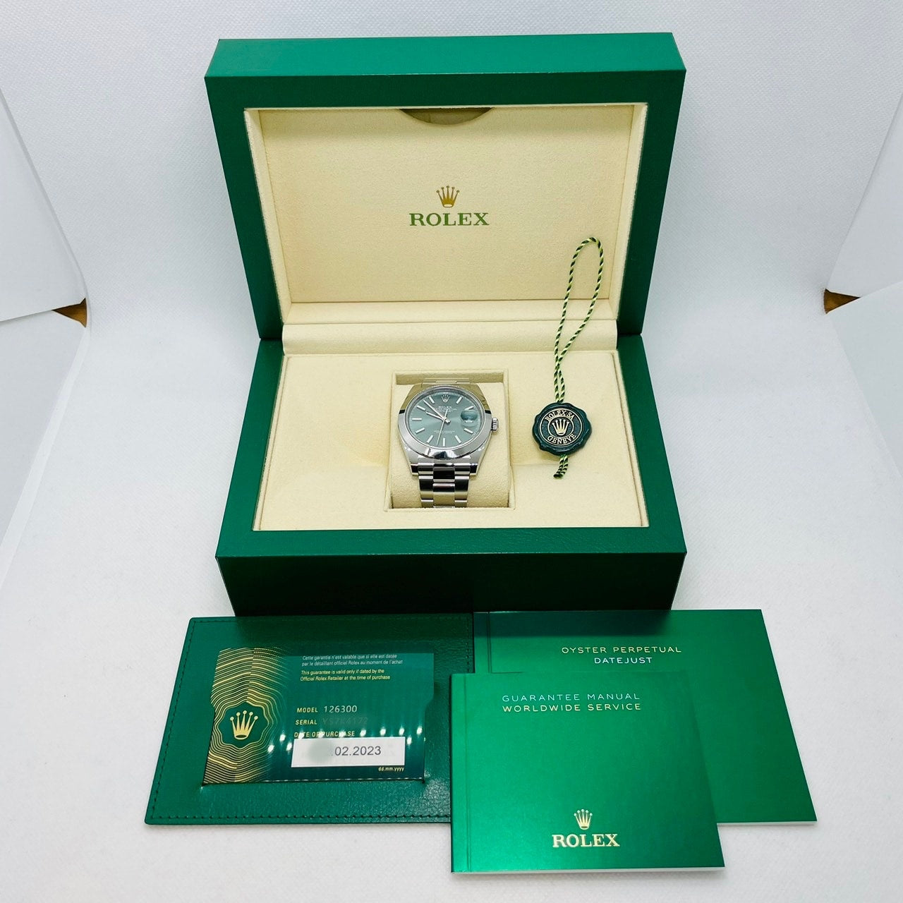 Pre-Owned Rolex Datejust 126300 Mint Green February 2023