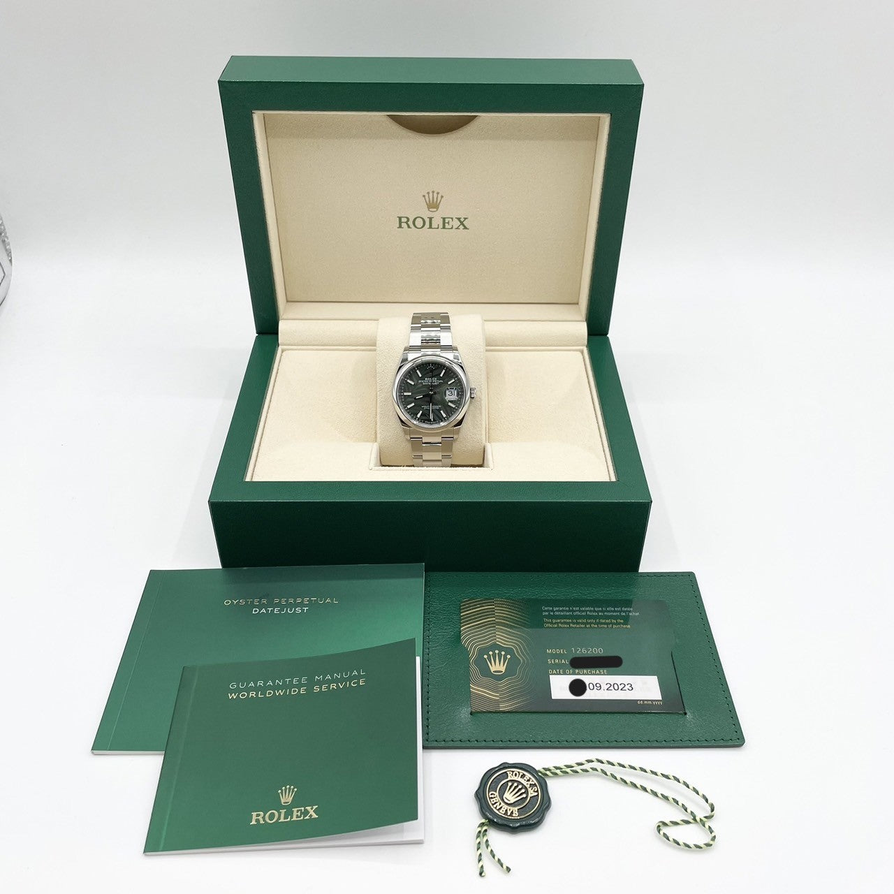 プレオウンド ロレックス デイトジャスト 126200 オリーブグリーン パームモチーフ 36mm