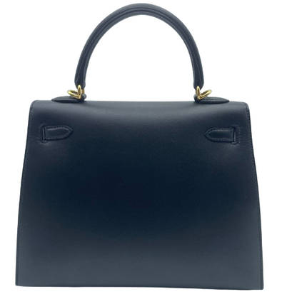 사전 소유 [현금 가격] Hermes Kelly 25 누아르 박스 송아지 금 하드웨어 W 새겨 져