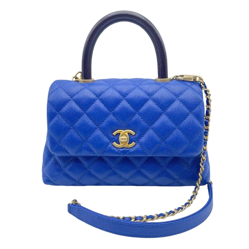 Chanel Coco Handle 鱼子酱皮肤蓝色